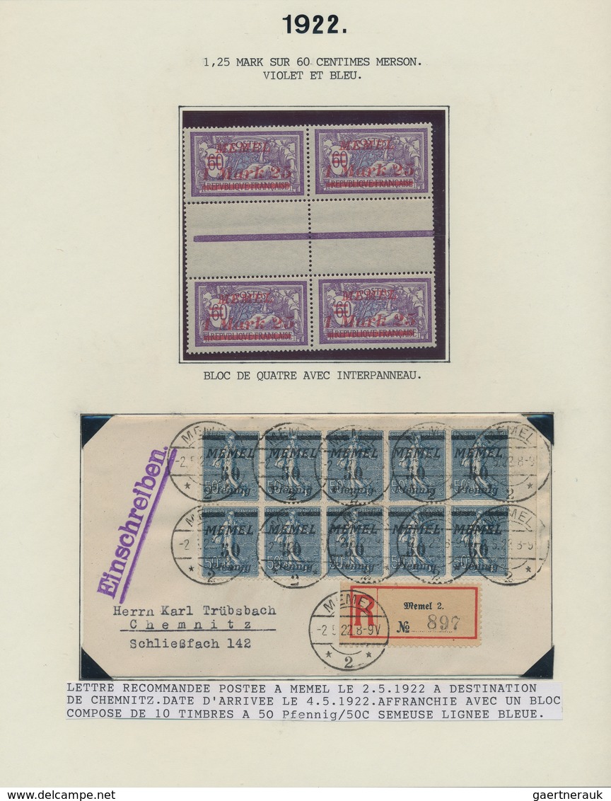 Memel: 1920/1923, saubere ungebrauchte/postfrische Sammlung auf selbstgestalteten Albenblättern, all