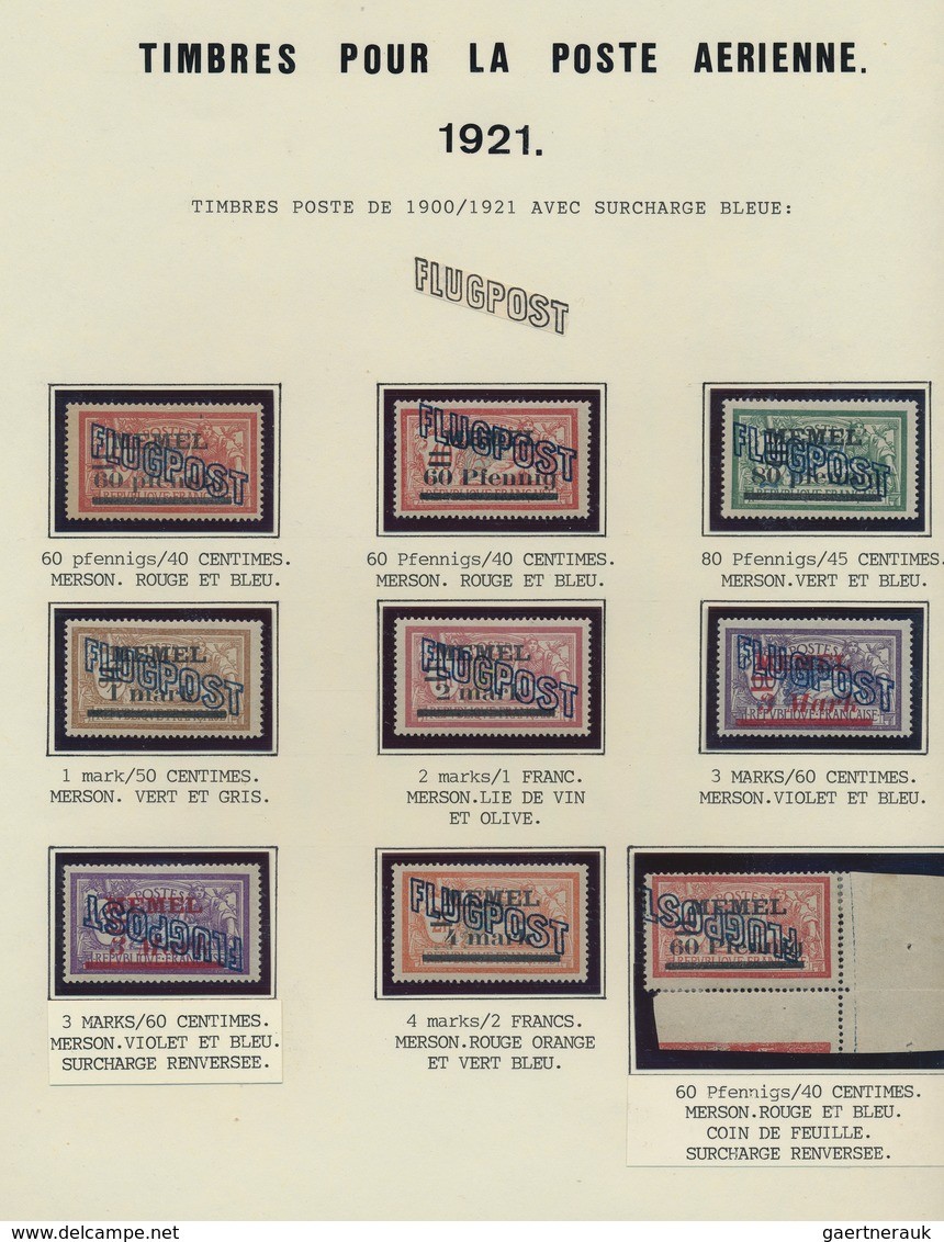 Memel: 1920/1923, saubere ungebrauchte/postfrische Sammlung auf selbstgestalteten Albenblättern, all