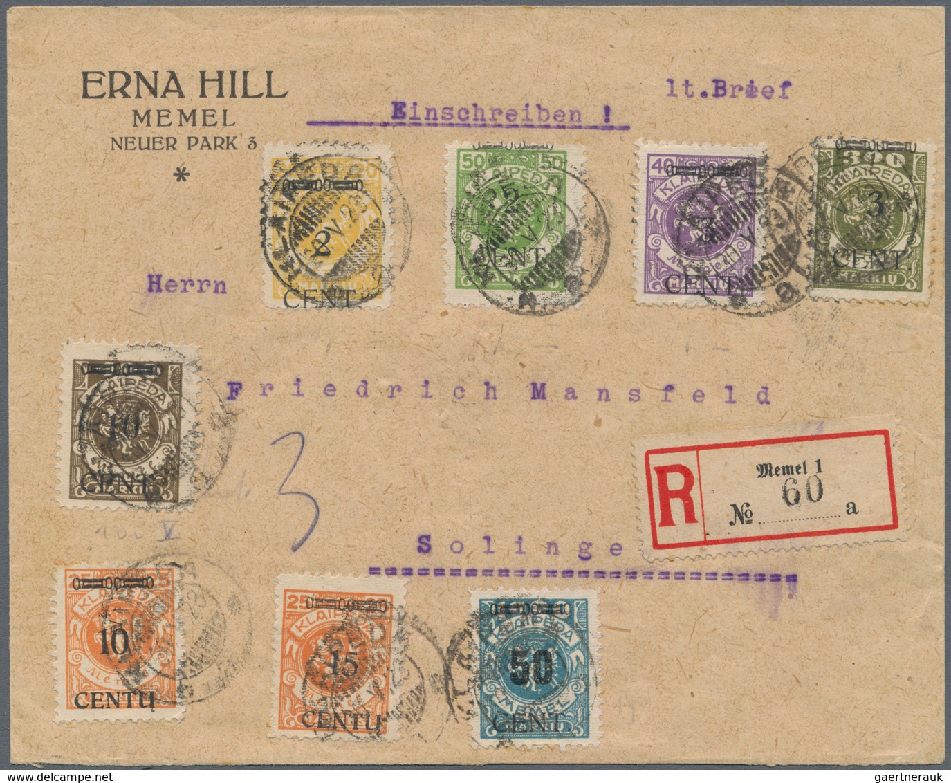 Memel: 1920/1925, Umfassende Sammlung Von Ca. 1.020 Briefen Und Karten, Durchgehend Gut Besetzt Bis - Memel (Klaïpeda) 1923