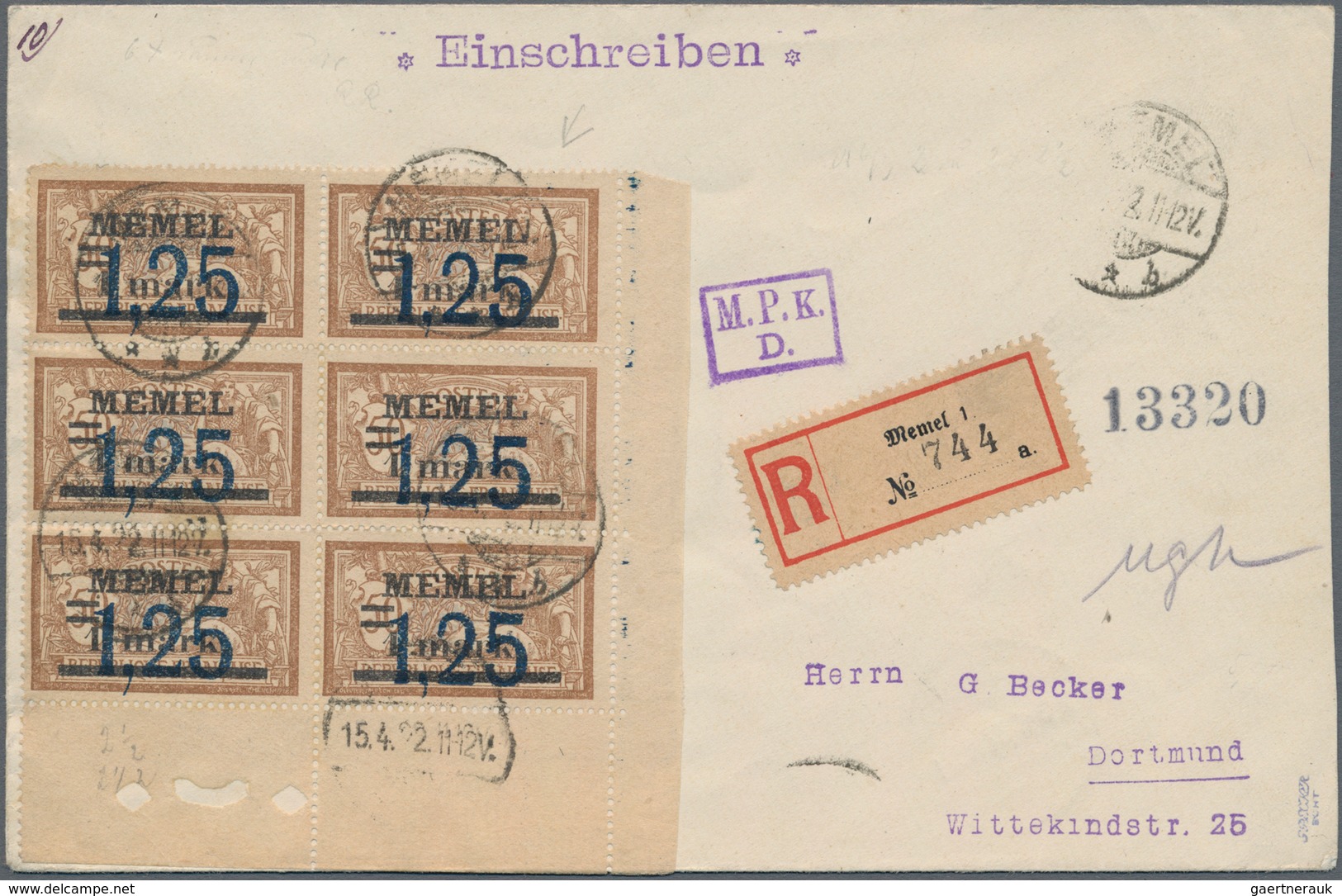 Memel: 1920/1925, umfassende Sammlung von ca. 1.020 Briefen und Karten, durchgehend gut besetzt bis