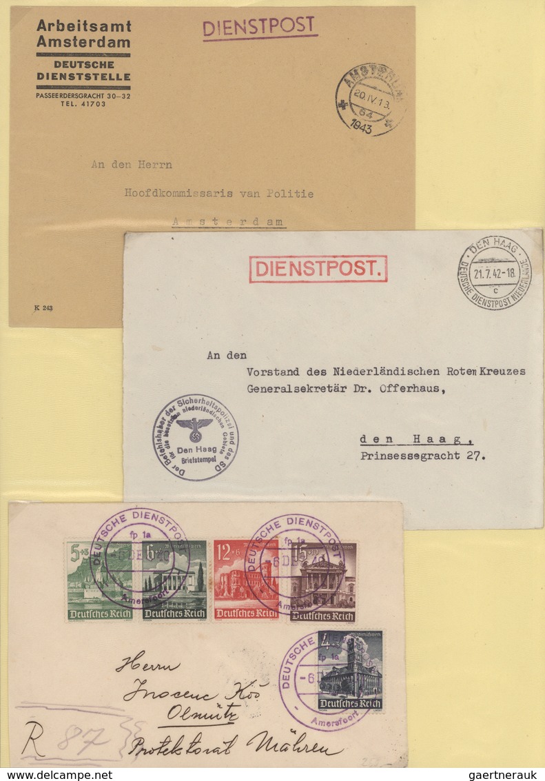 Deutsche Besetzung II. WK: 1940/1945, Umnfangreicher Posten "DEUTSCHE DIENSTPOST NIEDERLANDE" Mit Ca - Occupation 1938-45