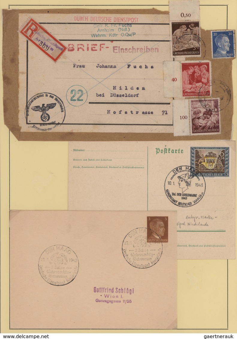 Deutsche Besetzung II. WK: 1940/1945, Umnfangreicher Posten "DEUTSCHE DIENSTPOST NIEDERLANDE" Mit Ca - Occupation 1938-45