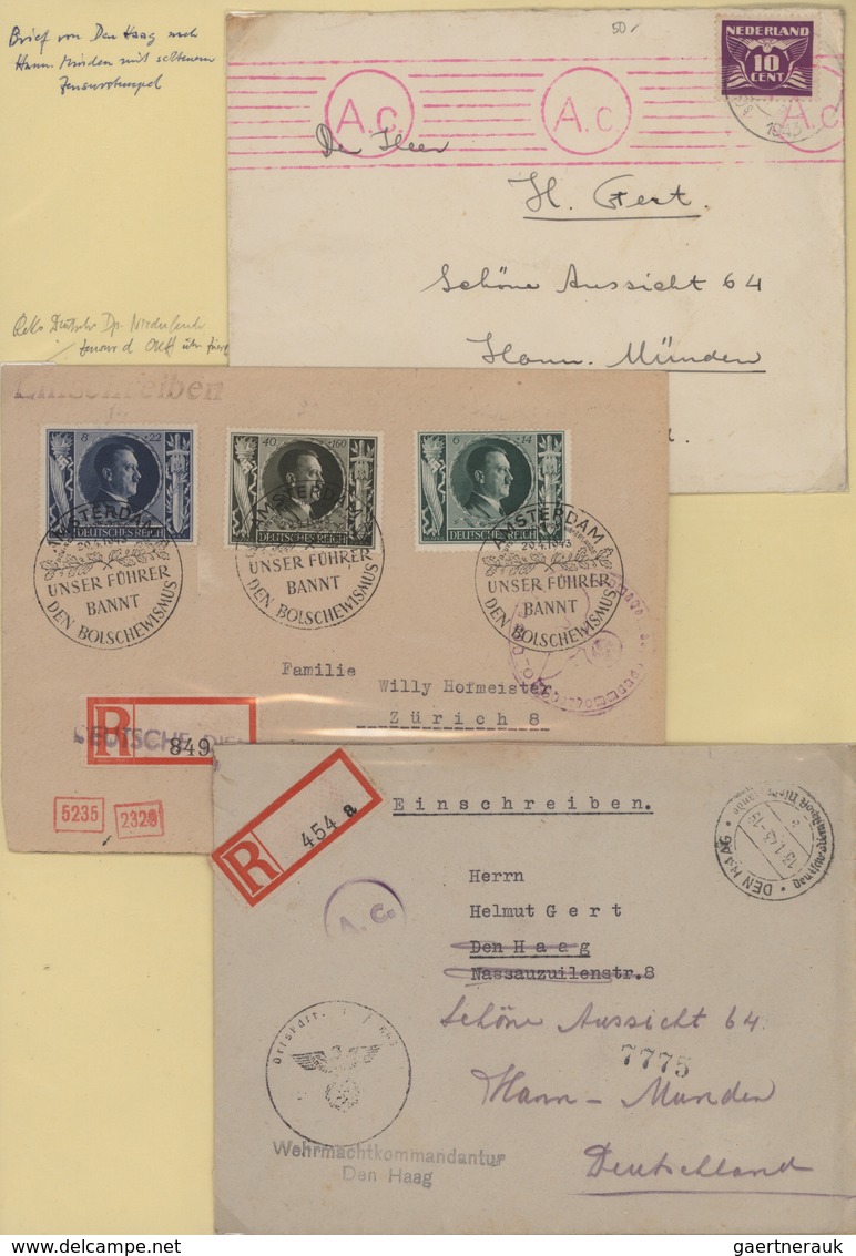 Deutsche Besetzung II. WK: 1940/1945, Umnfangreicher Posten "DEUTSCHE DIENSTPOST NIEDERLANDE" Mit Ca - Besetzungen 1938-45