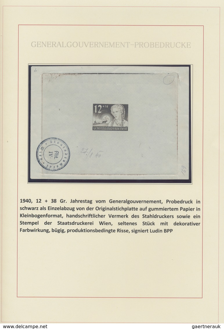 Dt. Besetzung II WK - Generalgouvernement: 1940/1944: Die Probedrucke Des Generalgouvernements. Auss - Occupation 1938-45