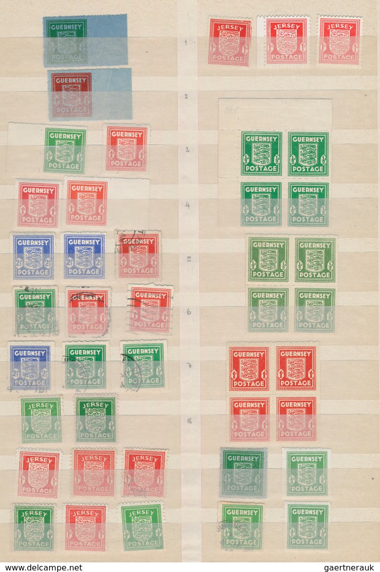 Deutsche Besetzung II. WK - Kanalinseln: 1941/1942, Guernsey Und Jersey, Partie Von 42 Marken Der Wa - Besetzungen 1938-45