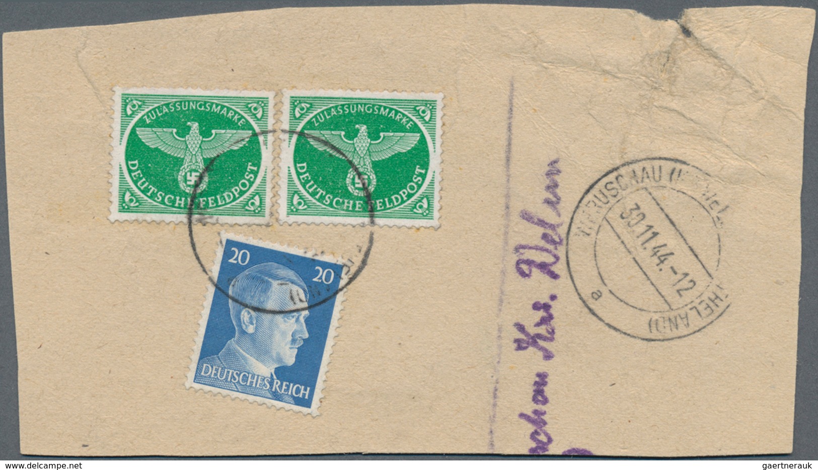 Feldpostmarken: 1941/1948, Vielseitiges Lot Von 3 Kompletten Päckchenadressen Sowie 3 Briefstücken M - Autres & Non Classés