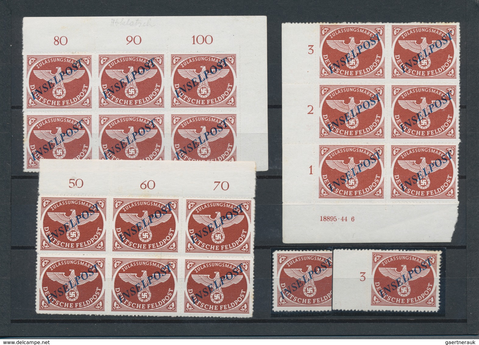 Feldpostmarken: 1944, Agramer Aufdruck Auf Durchstochener Marke, Lot Von 37 Marken Teils In Einheite - Sonstige & Ohne Zuordnung