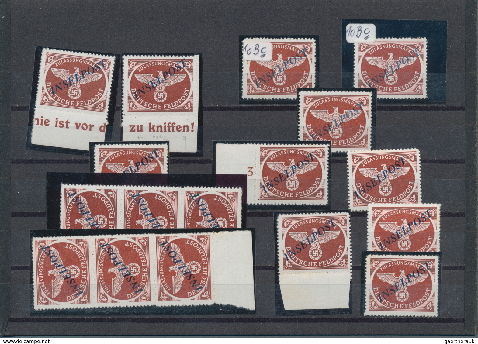 Feldpostmarken: 1944, Agramer Aufdruck Auf Durchstochener Marke, Lot Von 37 Marken Teils In Einheite - Autres & Non Classés