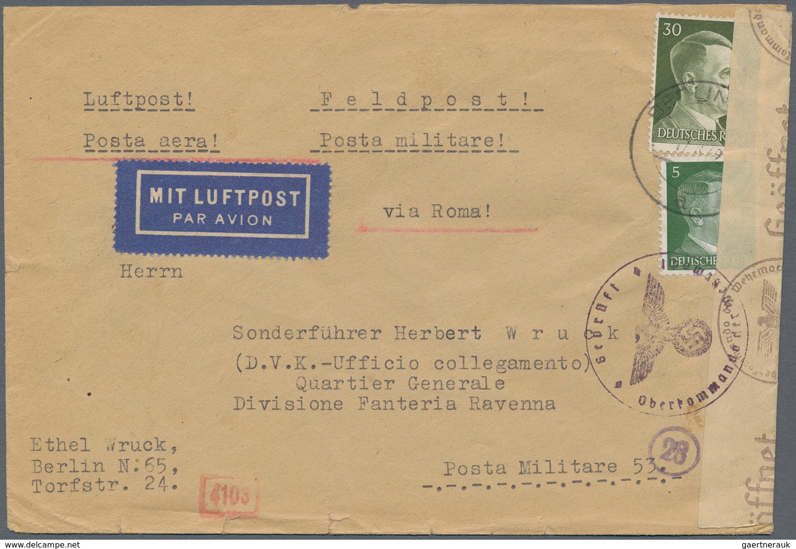 Feldpost 2. Weltkrieg: 1914/1944, Feldpost WK I/II, Partie Von Ca. 95 Briefen, Karten Und Fotos, Sau - Autres & Non Classés