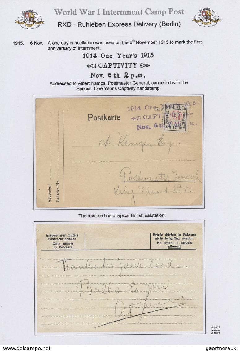 Kriegsgefangenen-Lagerpost: 1914/1917, Lagerpost Ruhleben, Ausstellungsmäßig Aufgezogene Sammlung Au - Altri & Non Classificati