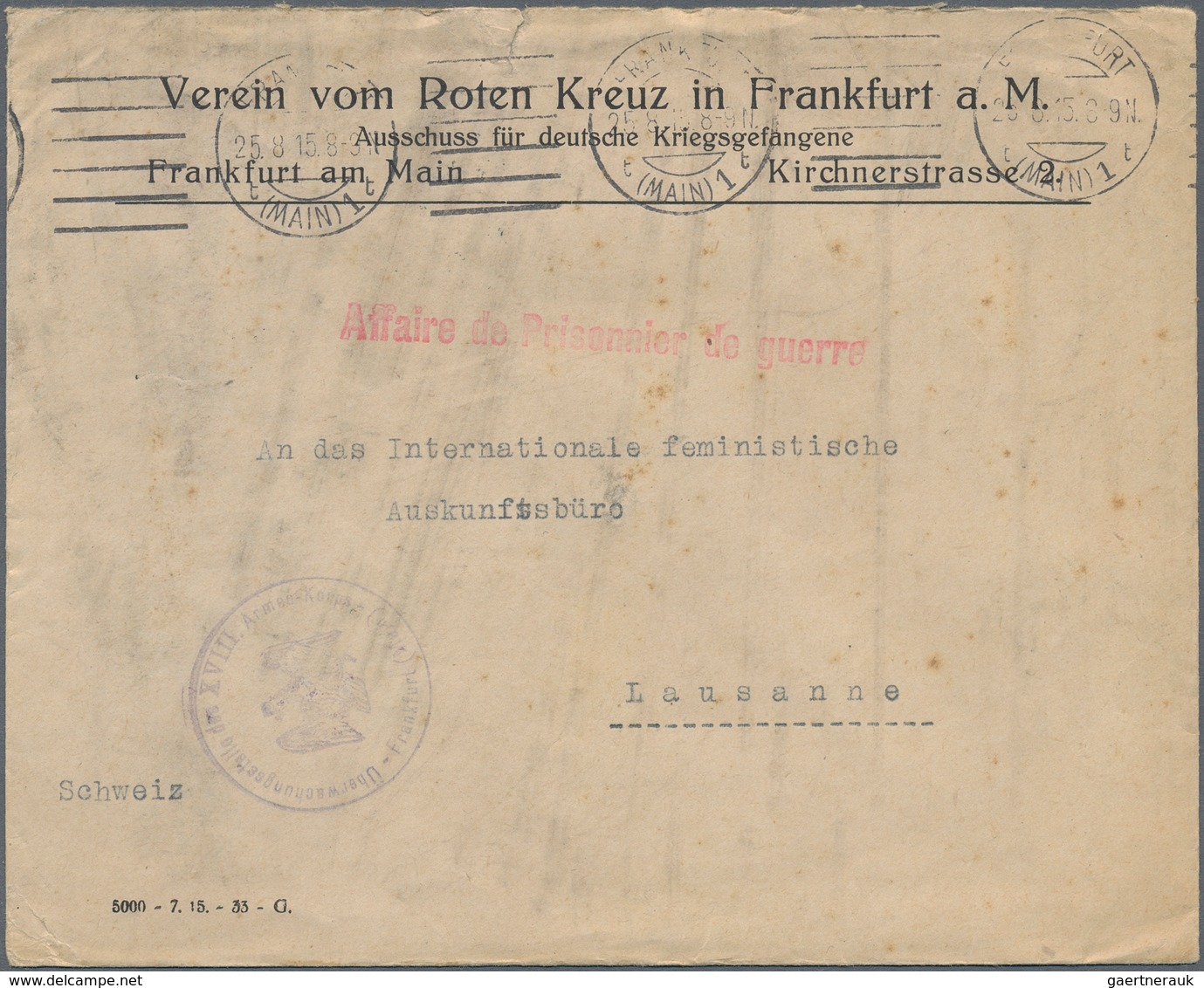 Kriegsgefangenen-Lagerpost: 1914/1919, Ca. 70 Briefe Von Kriegsgefangenen An Das Rote Kreuz In Genf - Other & Unclassified