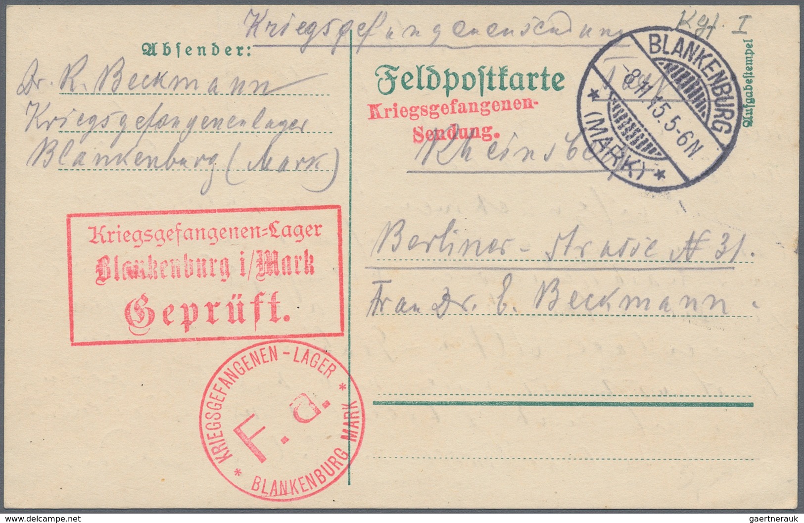 Kriegsgefangenen-Lagerpost: 1914/1919, Kleiner Sammltingsbestand Von über 50 Belegen Ausländ. Kriegs - Other & Unclassified