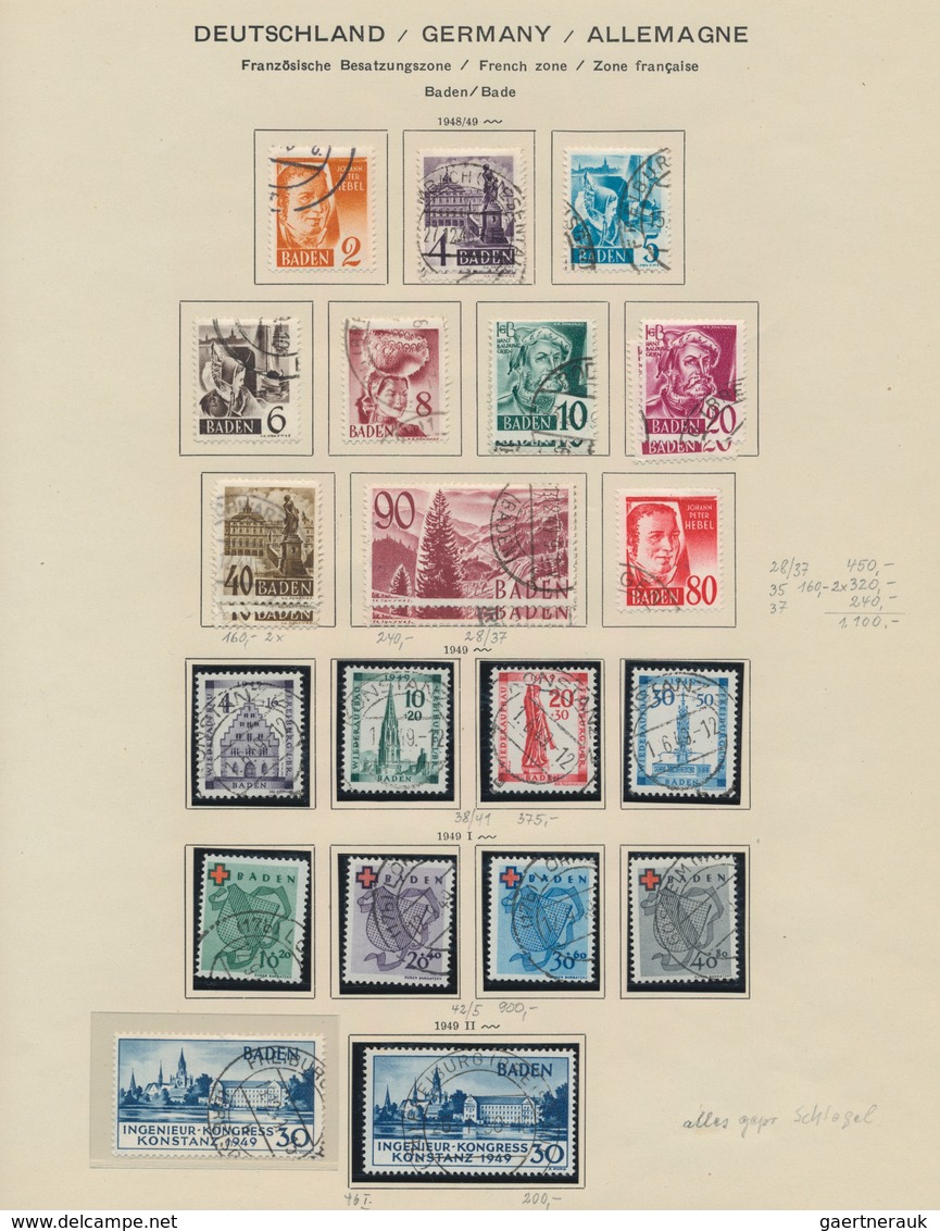 Deutschland Nach 1945: 1945-1949, Westzonen Mit Kontrollrat, Französische Zone Gestempelt Inc. Konst - Collections