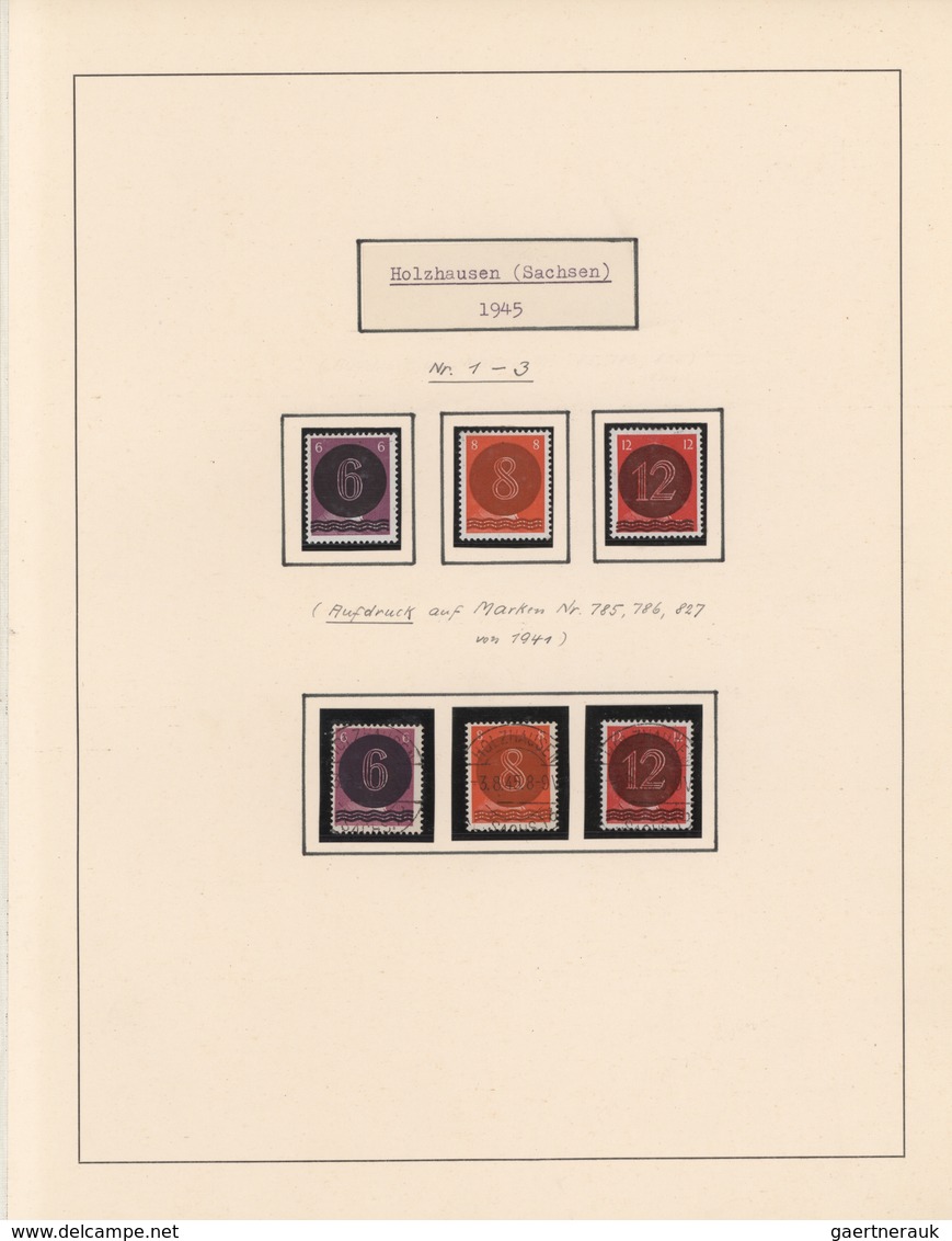 Deutsche Lokalausgaben ab 1945: 1945, dreibändige Spezialsammlung mit Marken Briefstücken und etlich