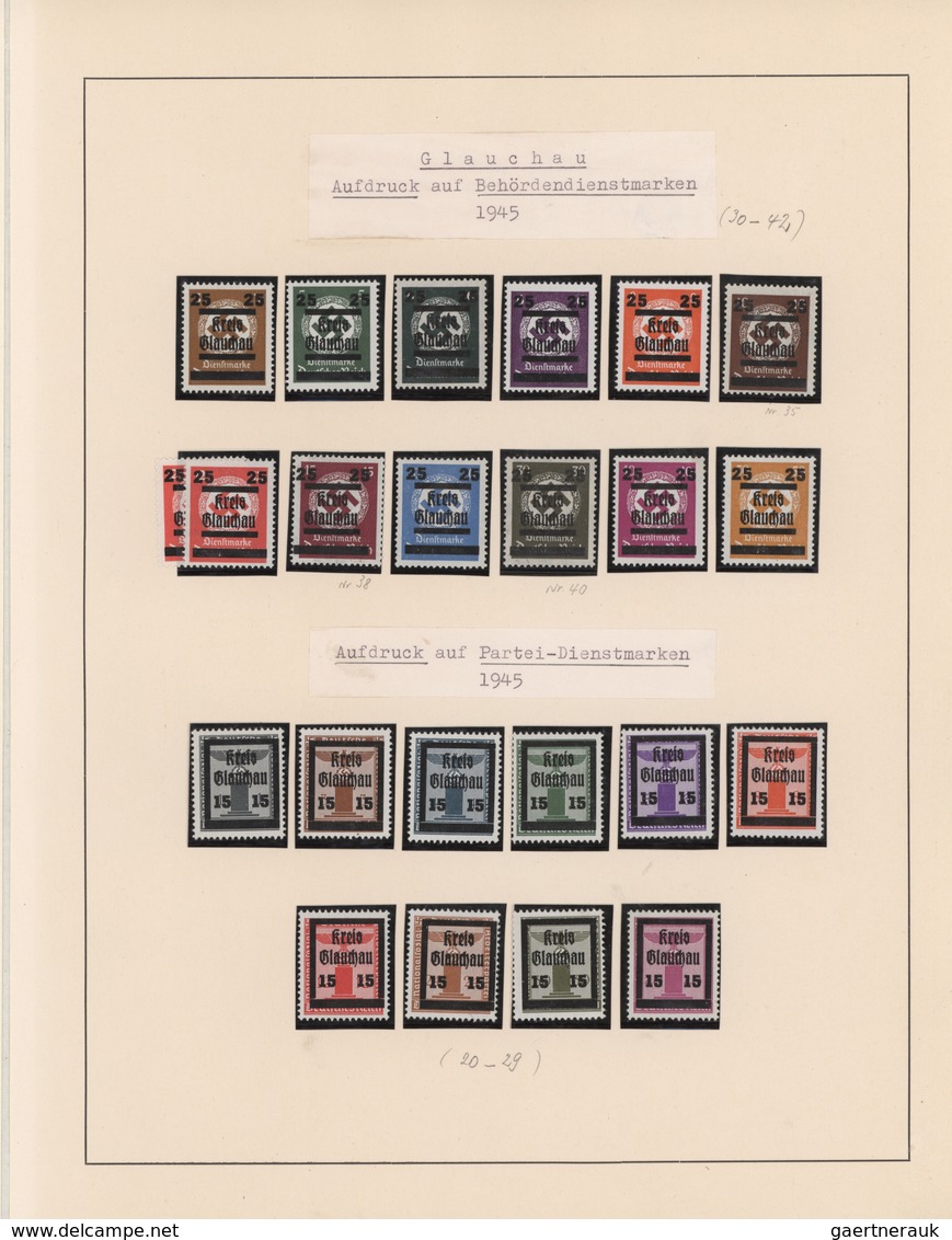 Deutsche Lokalausgaben ab 1945: 1945, dreibändige Spezialsammlung mit Marken Briefstücken und etlich