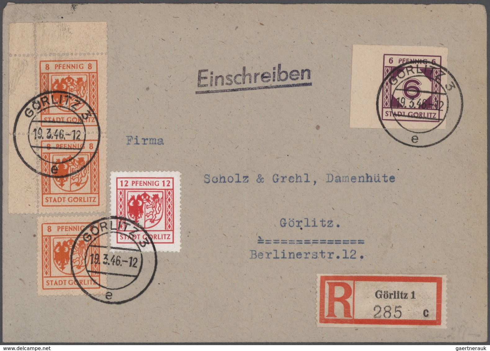 Deutsche Lokalausgaben ab 1945: 1945, dreibändige Spezialsammlung mit Marken Briefstücken und etlich
