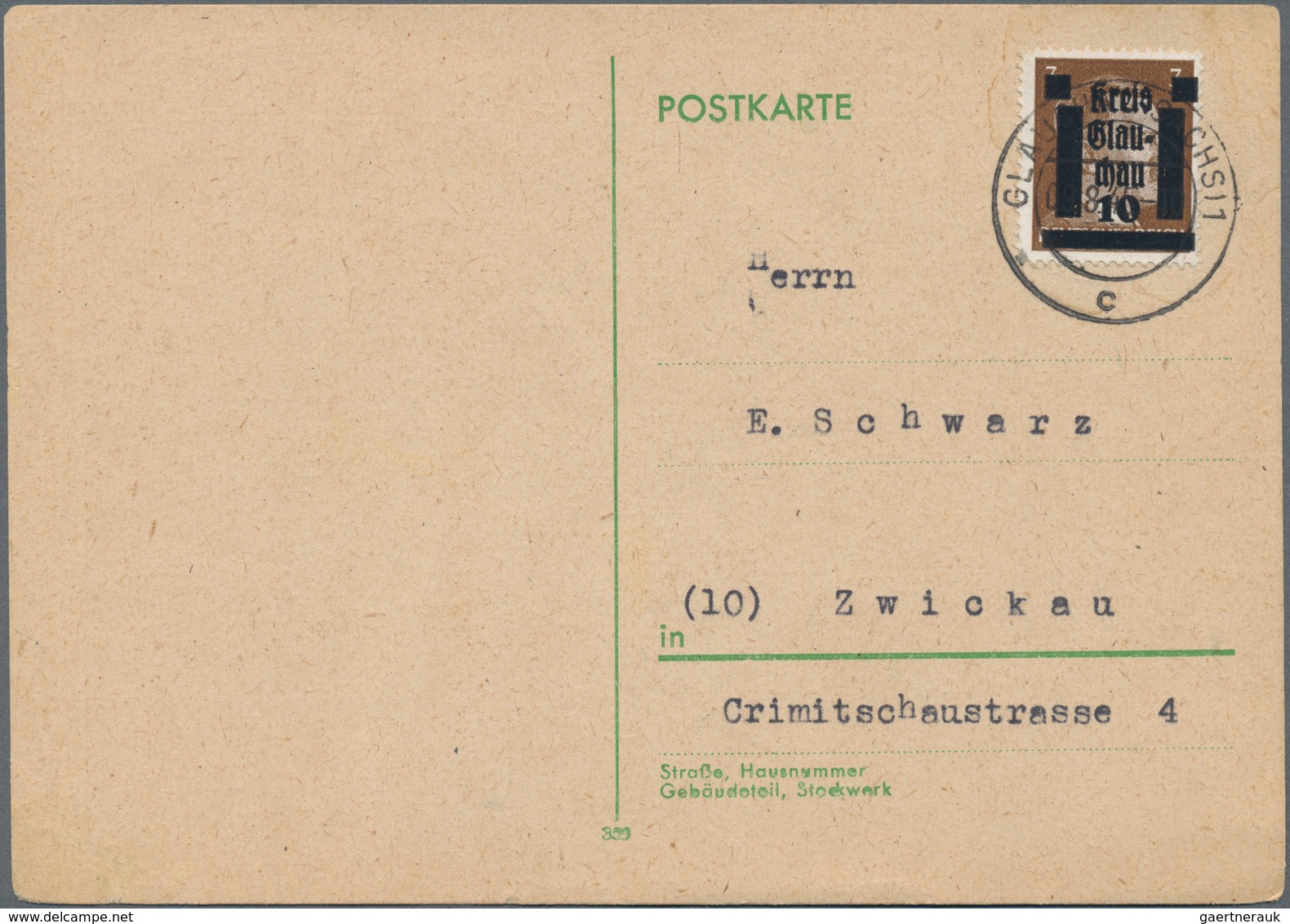 Deutsche Lokalausgaben Ab 1945: GLAUCHAU: 1945, Partie Von Sechs Bedarfs-Briefen/Karten Mit Fankatur - Autres & Non Classés