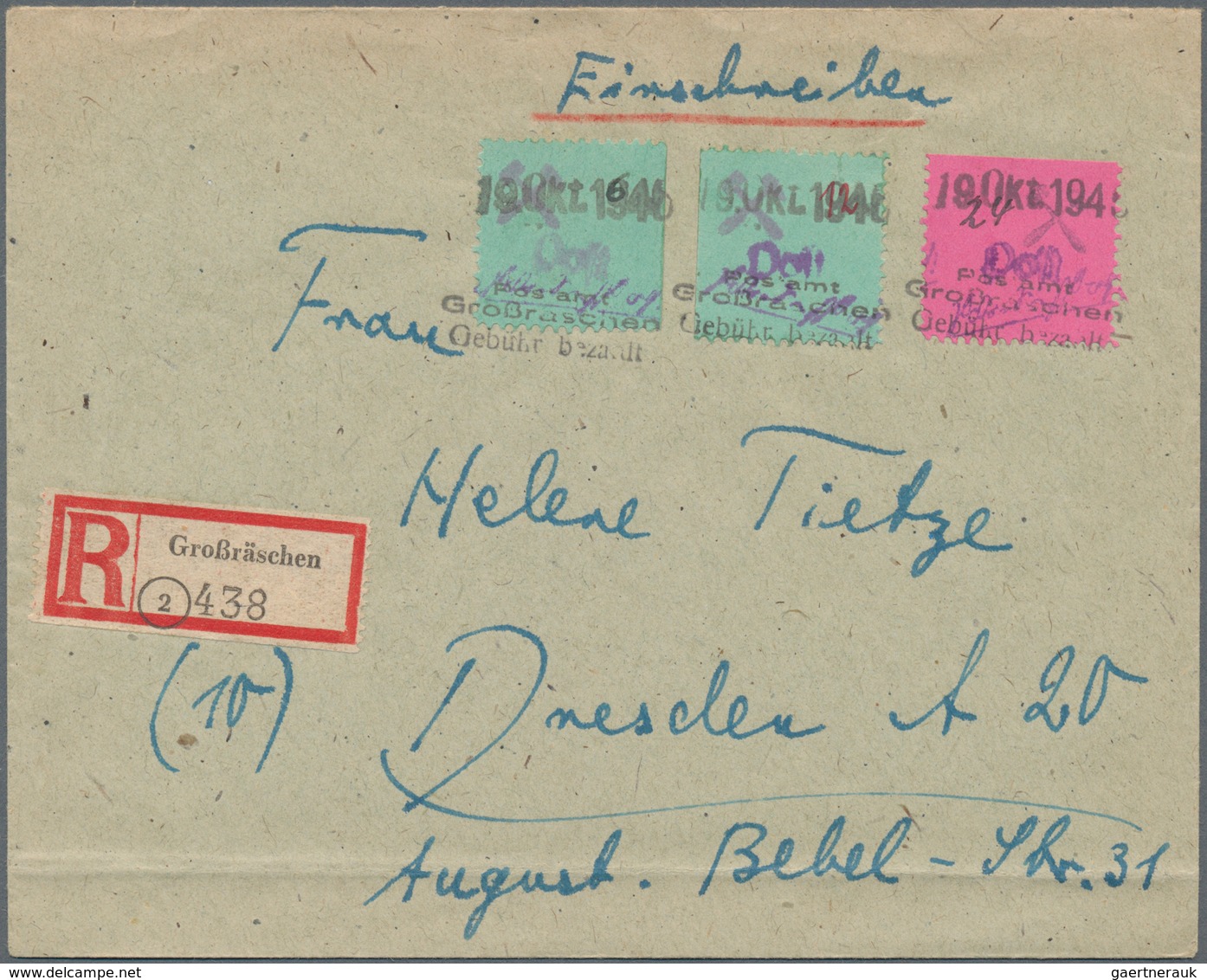 Deutsche Lokalausgaben Ab 1945: GROSSRÄSCHEN: 1945/1946, Lot Von 24 Briefen/Karten, Soweit Ersichtli - Autres & Non Classés