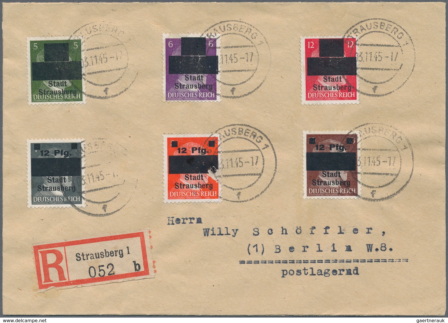 Deutsche Lokalausgaben Ab 1945: STRAUSBERG: 1945/1946, Kleines Lot Mit R-Brief MiNr. 1/6 (eine Marke - Sonstige & Ohne Zuordnung