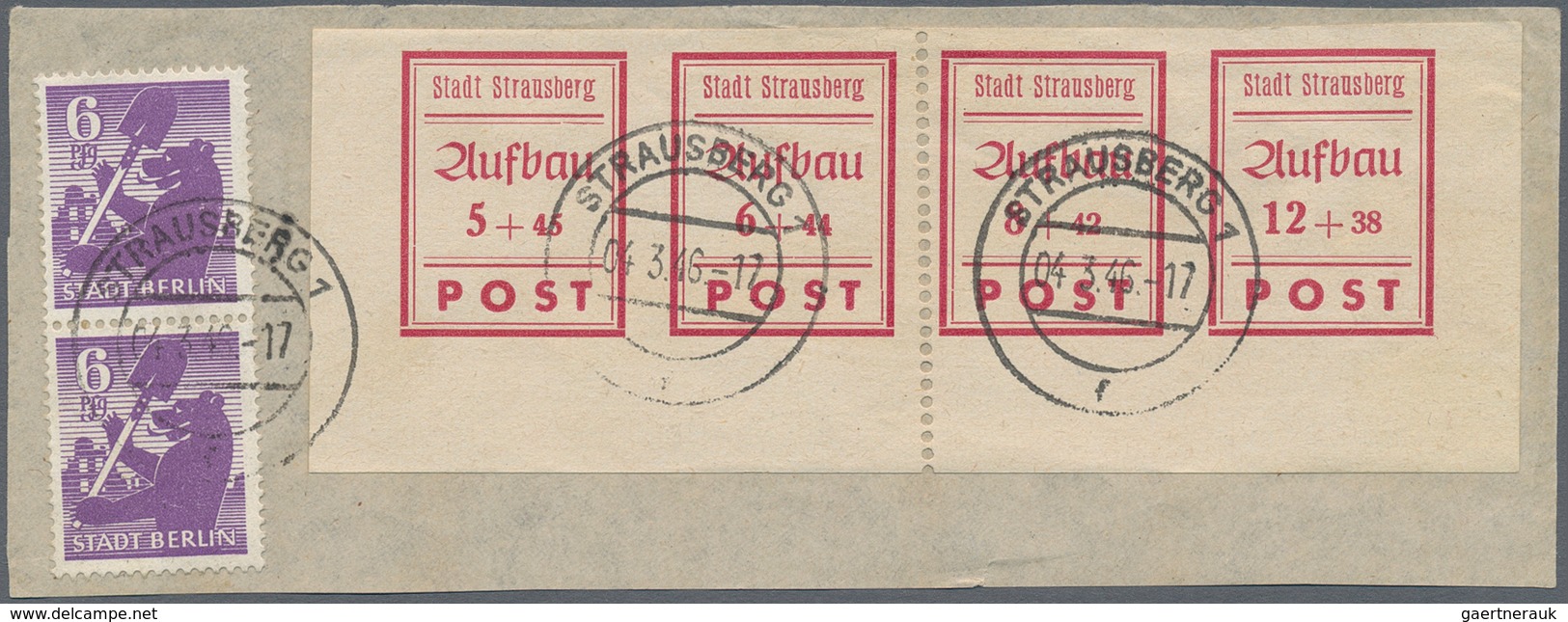Deutsche Lokalausgaben Ab 1945: STRAUSBERG: 1945/1946, Kleines Lot Mit R-Brief MiNr. 1/6 (eine Marke - Sonstige & Ohne Zuordnung