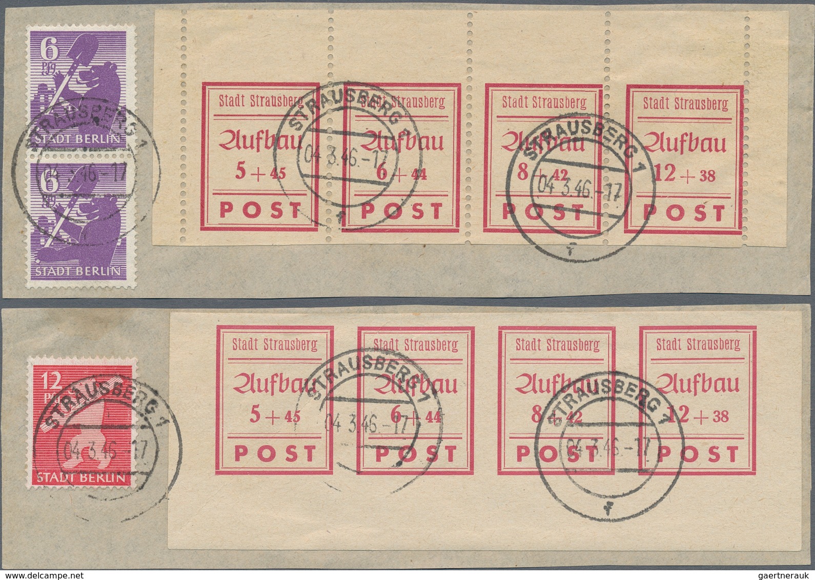 Deutsche Lokalausgaben Ab 1945: STRAUSBERG: 1945/1946, Kleines Lot Mit R-Brief MiNr. 1/6 (eine Marke - Autres & Non Classés