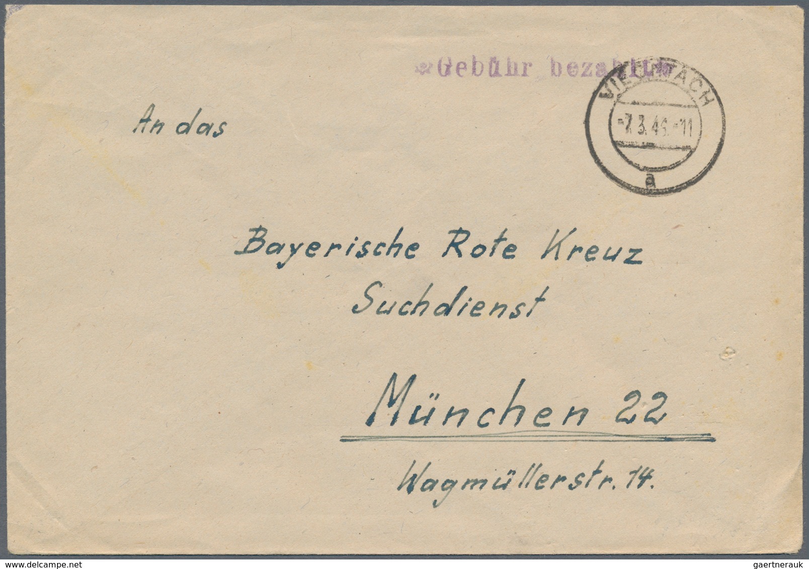 Alliierte Besetzung - Gebühr Bezahlt: 1945/1946, Bayern/Schwaben Plz 13b, saubere Partie von ca. 135