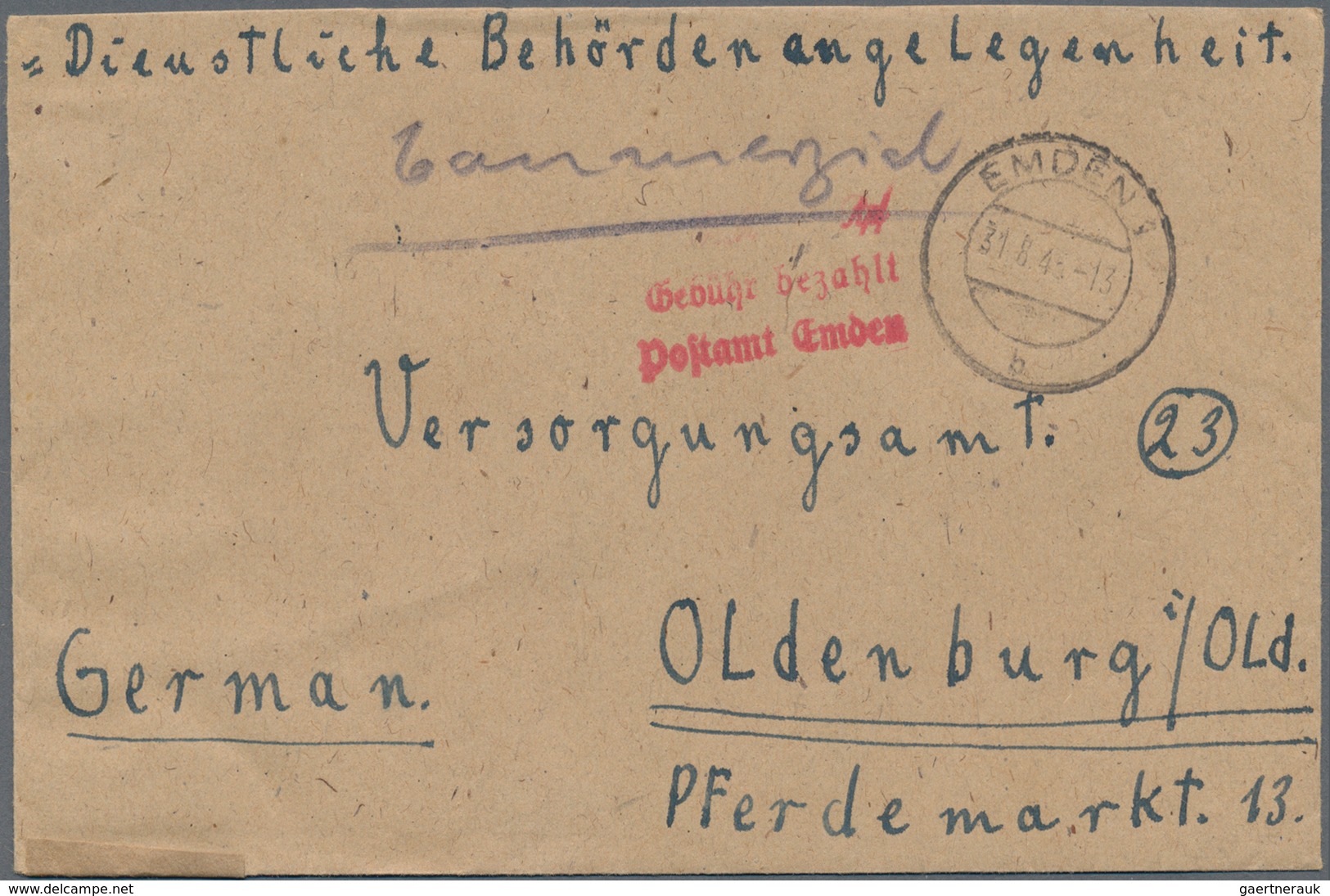 Alliierte Besetzung - Gebühr Bezahlt: 1945/1948, Schleswig-Holstein/Weser-Ems Plz 23+24, Saubere Par - Sonstige & Ohne Zuordnung