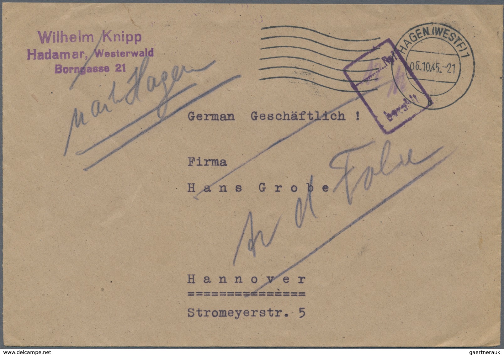 Alliierte Besetzung - Gebühr Bezahlt: 1945/1948, Westfalen Plz 21a/b, Saubere Partie Von Ca. 86 Gebü - Sonstige & Ohne Zuordnung