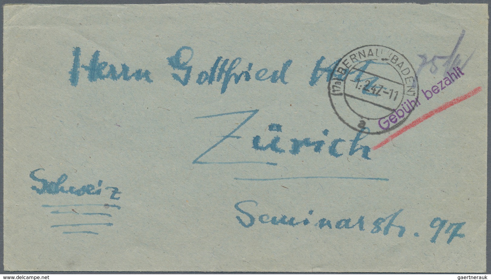 Alliierte Besetzung - Gebühr Bezahlt: 1945/1949, Baden Plz 17a/b, saubere Partie von ca. 160 Gebühr