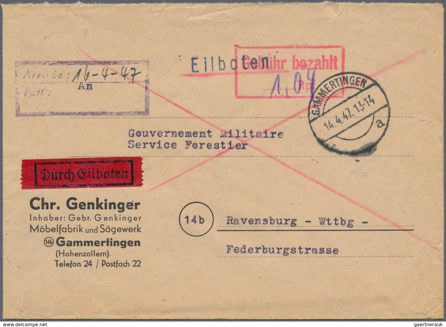 Alliierte Besetzung - Gebühr Bezahlt: 1945/1949, Württemberg Plz 14a/b, Saubere Partie Von Ca. 173 G - Other & Unclassified