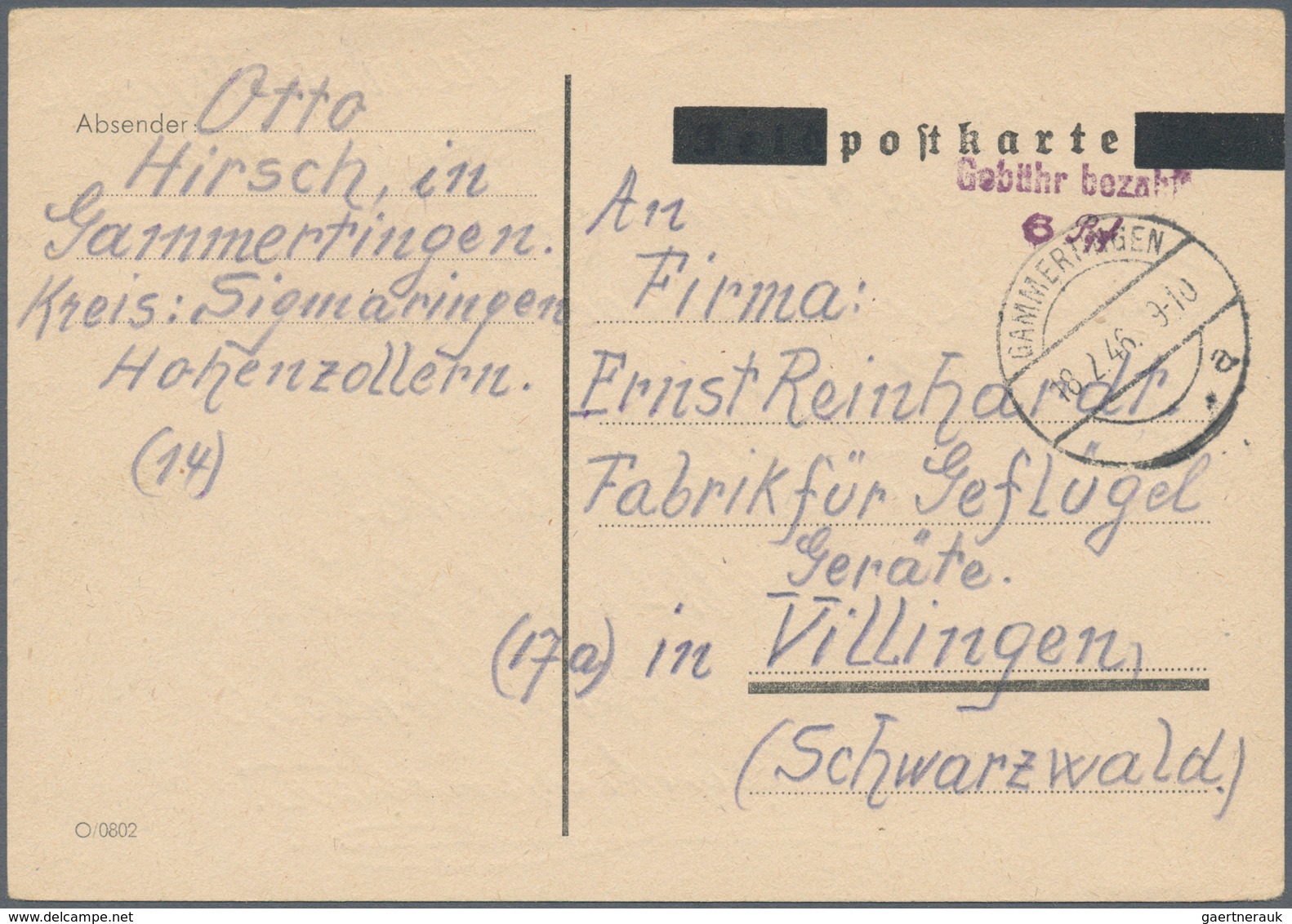 Alliierte Besetzung - Gebühr Bezahlt: 1945/1949, Württemberg Plz 14a/b, saubere Partie von ca. 173 G