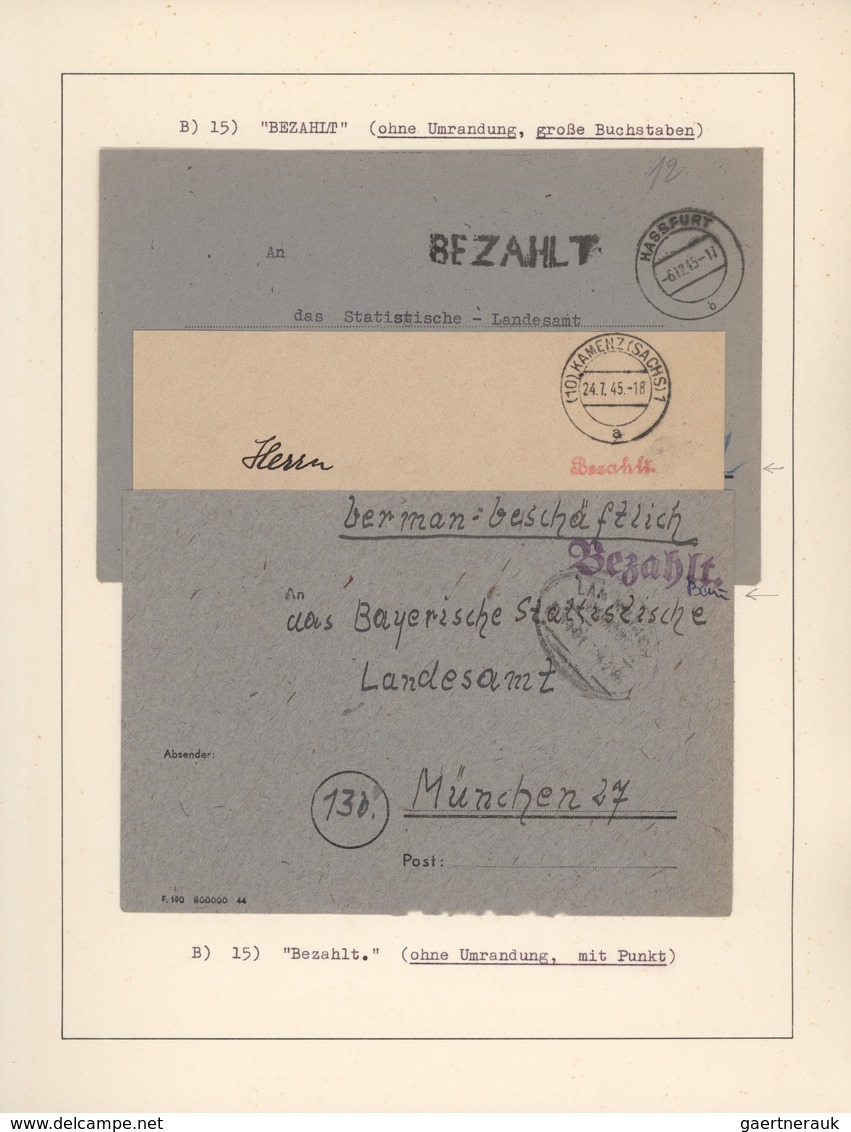 Alliierte Besetzung - Gebühr Bezahlt: 1945-1947, Sammlung Mit 625 Briefen Und Belegen Aller Besatzun - Other & Unclassified