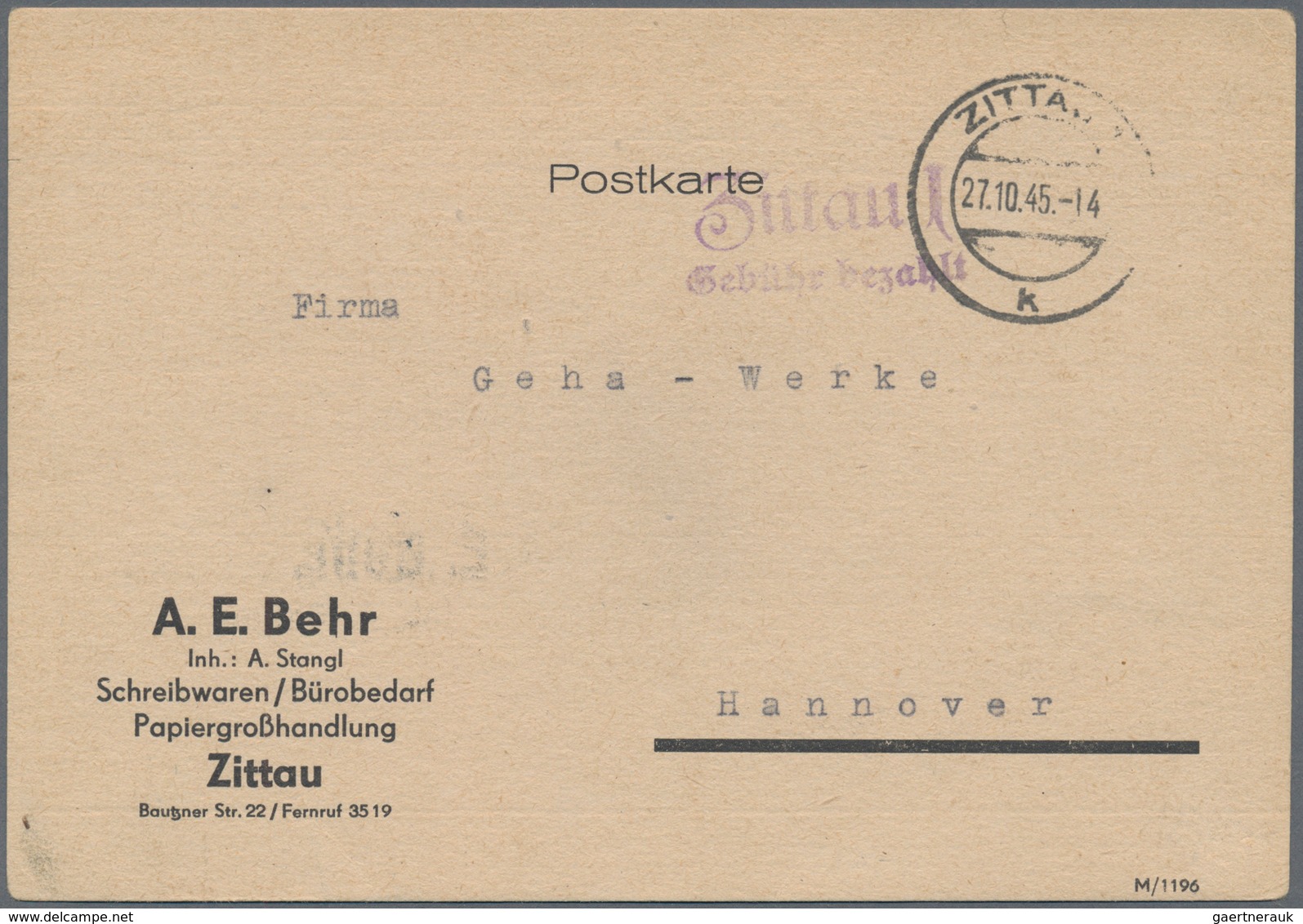 Alliierte Besetzung - Gebühr Bezahlt: Sowjetische Zone: 1945/1949, Sachsen Plz 10a, Saubere Partie V - Altri & Non Classificati