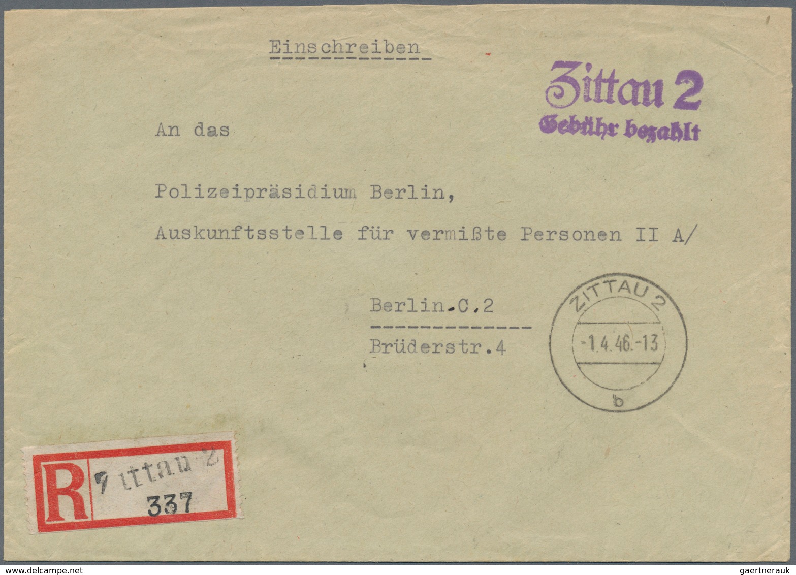 Alliierte Besetzung - Gebühr Bezahlt: Sowjetische Zone: 1945/1949, Sachsen Plz 10a, Saubere Partie V - Autres & Non Classés