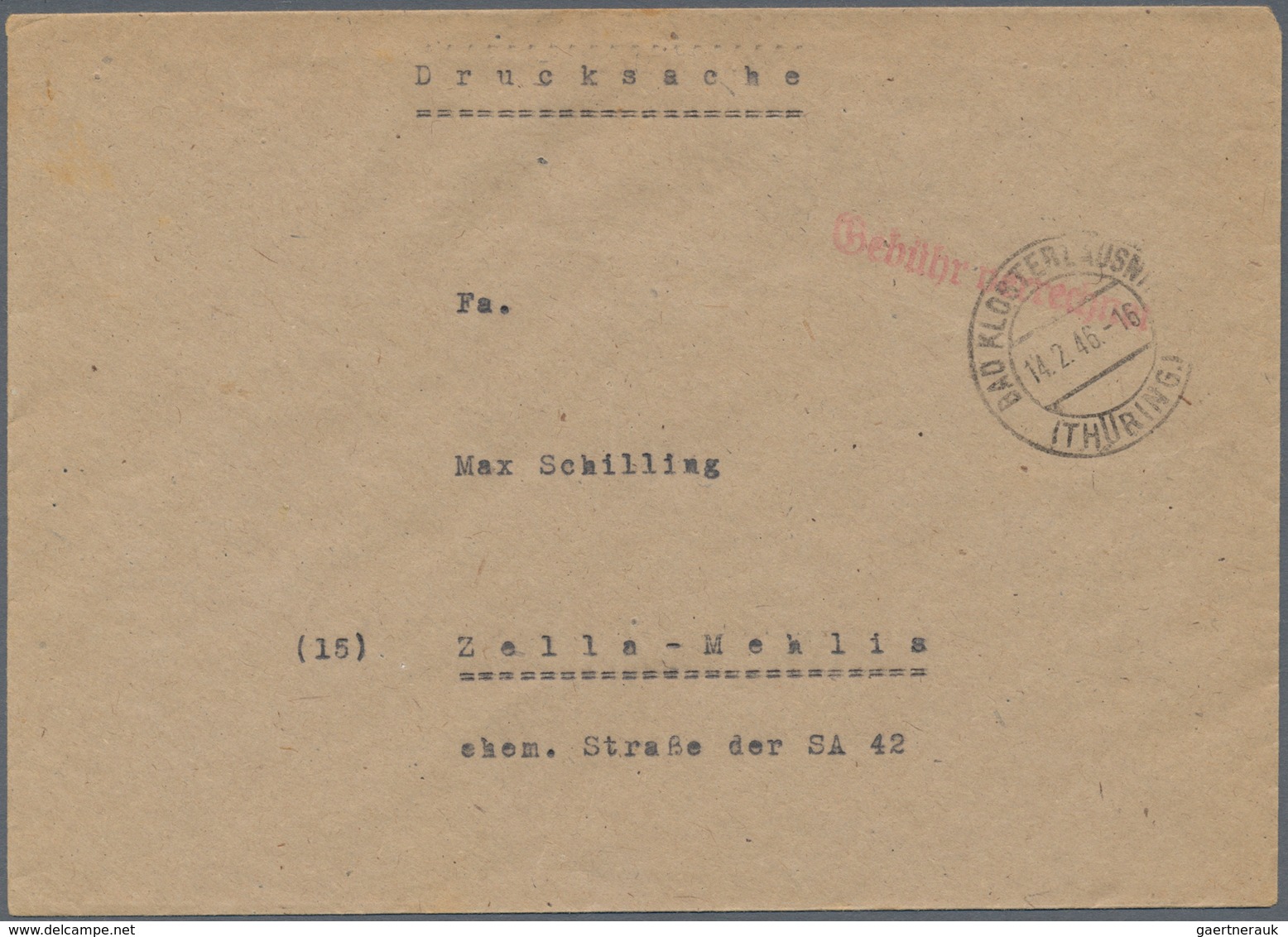 Alliierte Besetzung - Gebühr Bezahlt: Sowjetische Zone: 1945/1949, Thüringen Plz 15b, Saubere Partie - Other & Unclassified