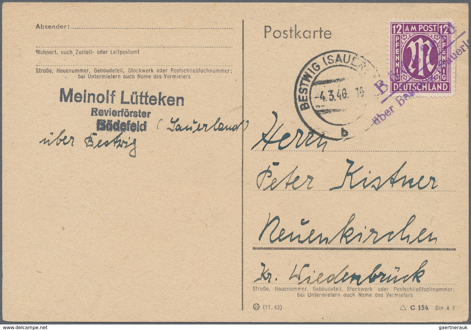 Alliierte Besetzung - Notstempel: Französische Zone: 1945/1948, Interesssantes Lot Von 75 Briefen Un - Altri & Non Classificati