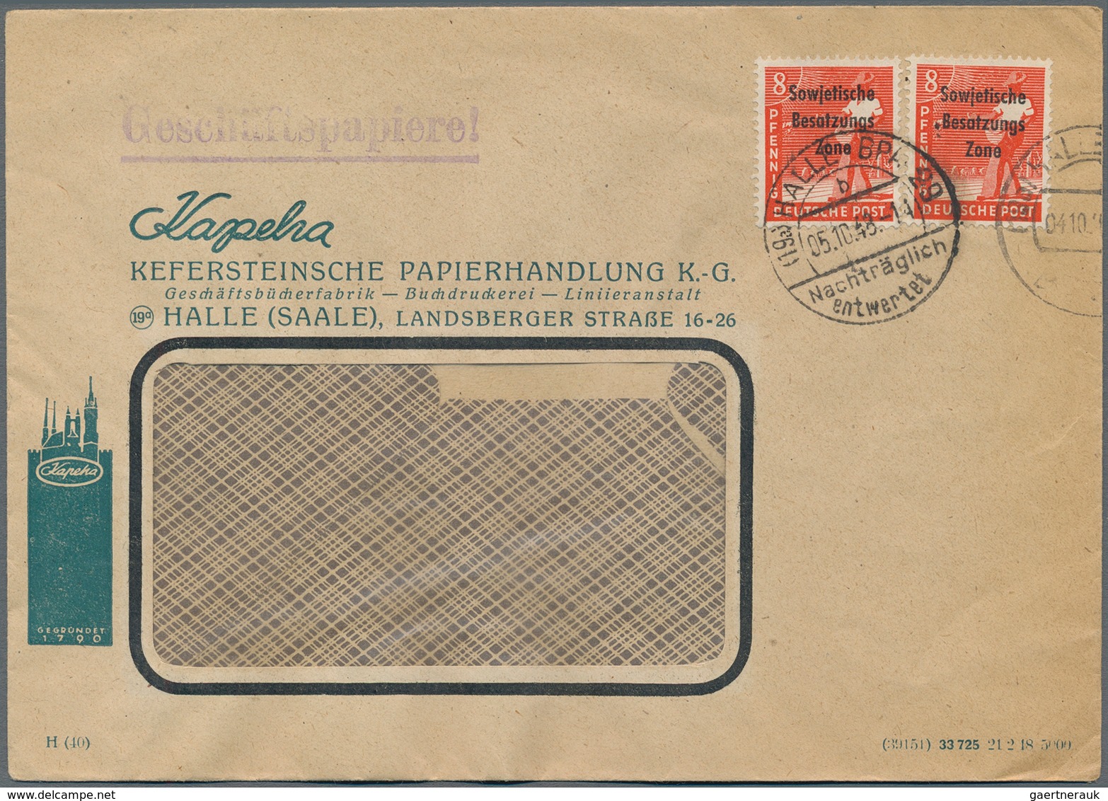 Sowjetische Zone Und DDR: 1947/1963, NACHTRÄGLICH ENTWERTET, Partie Von 30 Bedarfs-Briefen/-Karten. - Collections