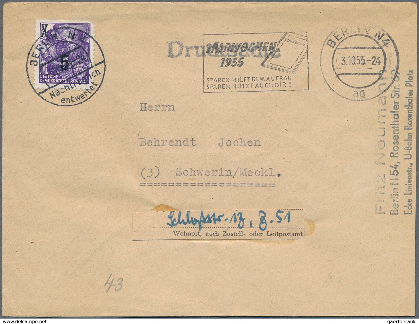 Sowjetische Zone Und DDR: 1947/1963, NACHTRÄGLICH ENTWERTET, Partie Von 30 Bedarfs-Briefen/-Karten. - Collezioni