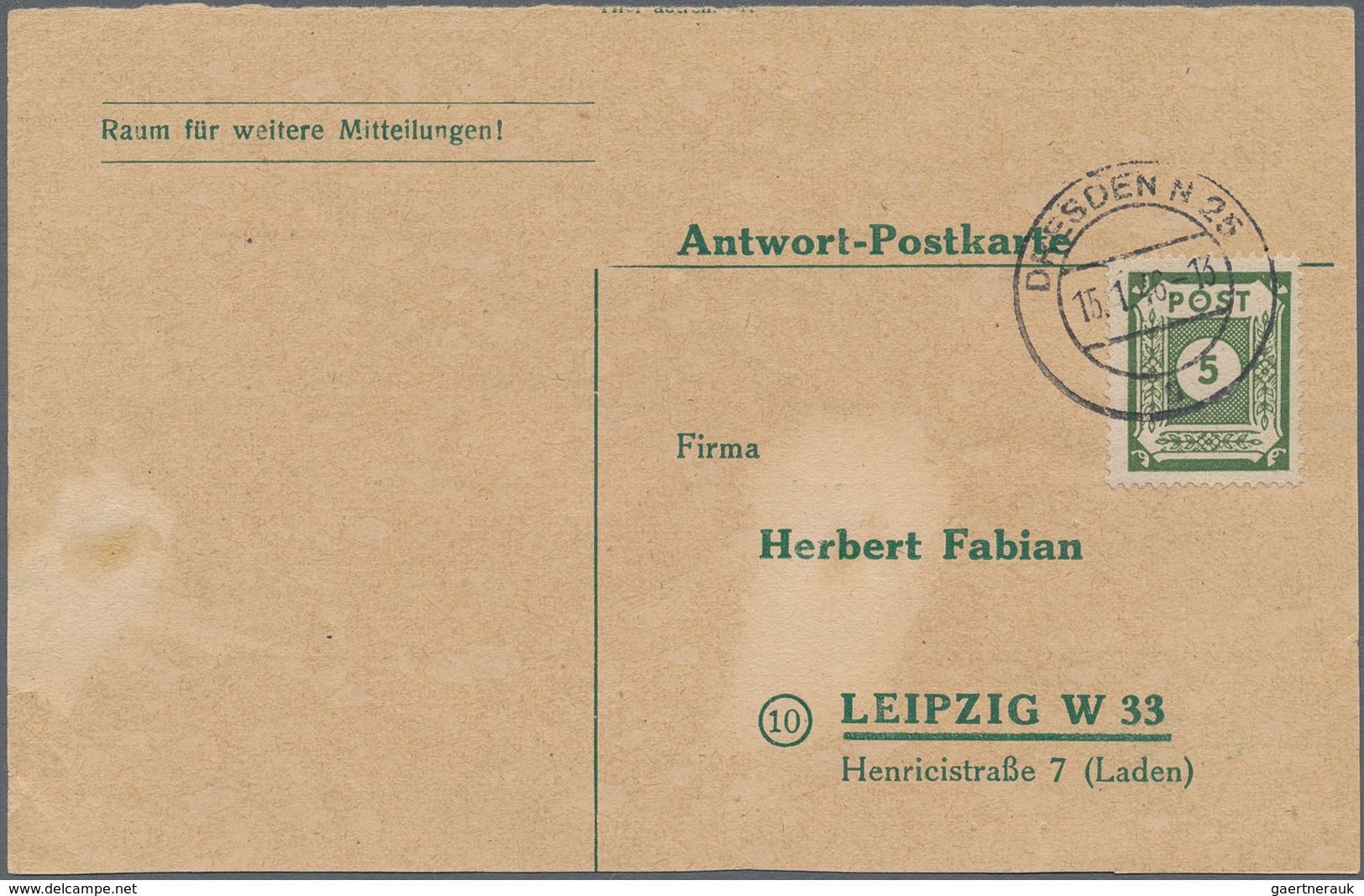 Sowjetische Zone - Ost-Sachsen: 1945/1946, Sammlung Von Ca. 90 Briefen/Karten, Alles BEDARFSPOST Und - Otros & Sin Clasificación