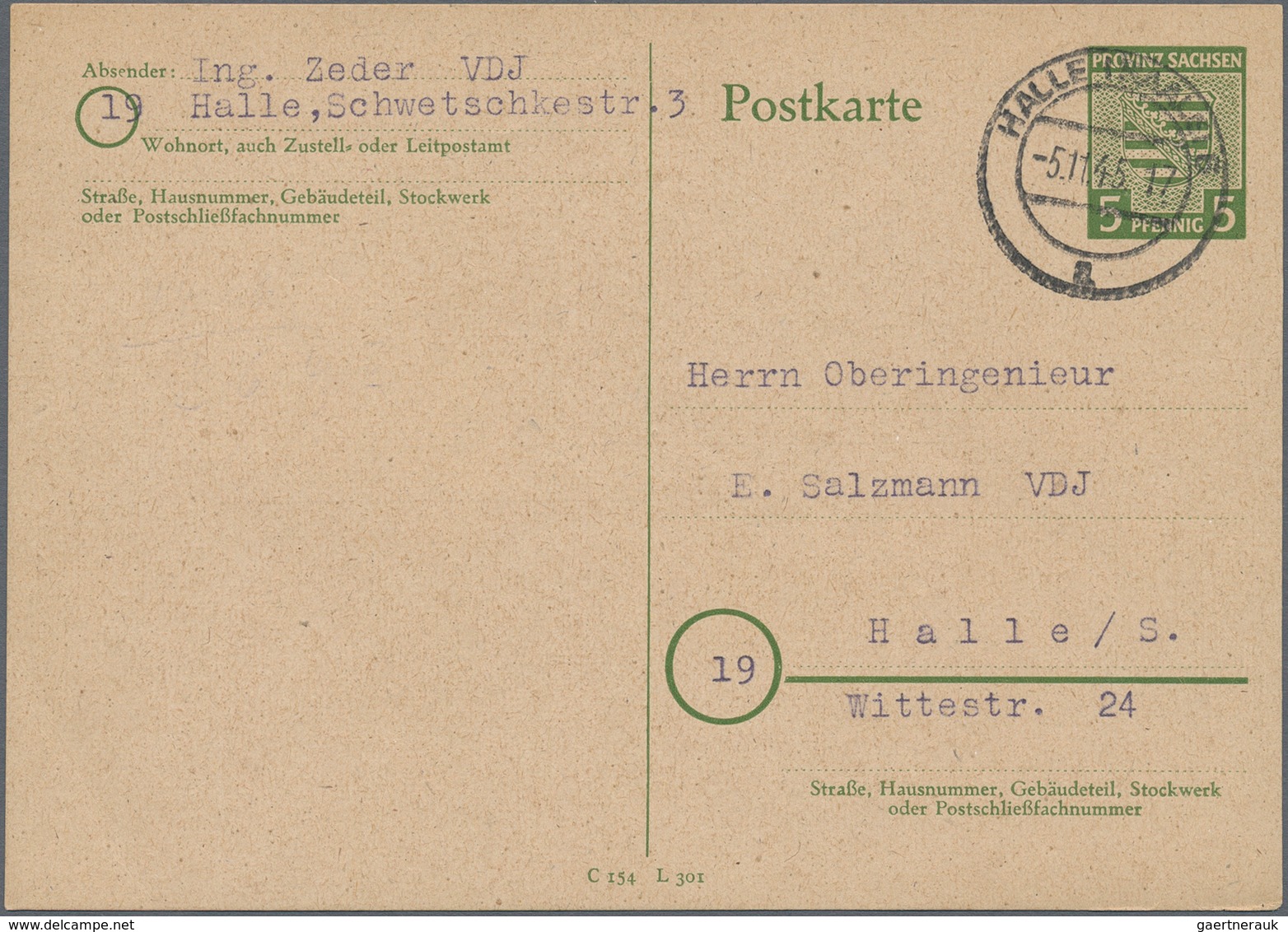 Sowjetische Zone - Provinz Sachsen: 1945/1946, Sammlung Von Ca. 204 Briefen/Karten/gebrauchten Ganzs - Sonstige & Ohne Zuordnung