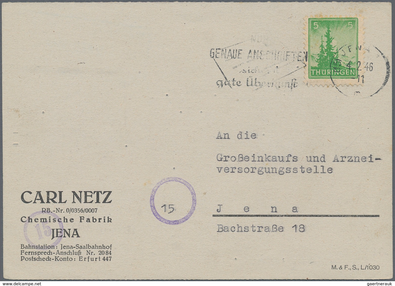 Sowjetische Zone - Thüringen: 1945/1946, Sammlung Von Ca. 95 Briefen/Karten/gebrauchten Ganzsachen, - Autres & Non Classés