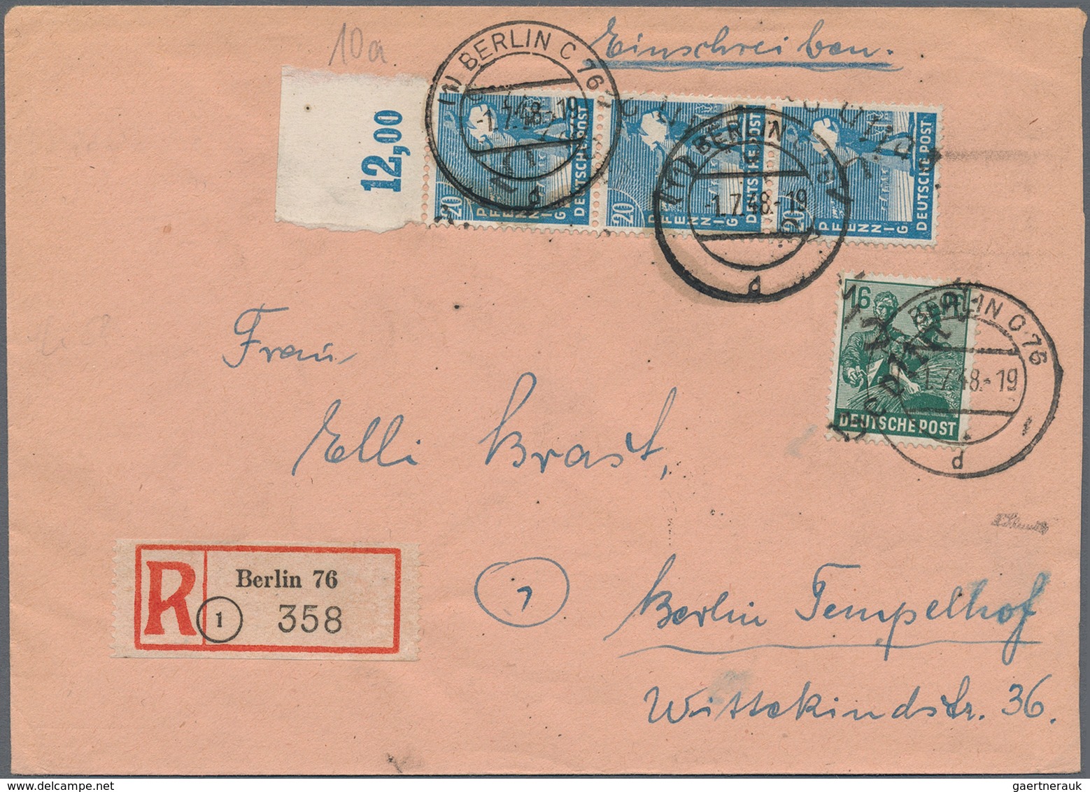 Sowjetische Zone - Bezirkshandstempel - I - Bez. 3 (Berlin): 1948, Partie Von Zehn Bedarfsbriefen/-k - Other & Unclassified