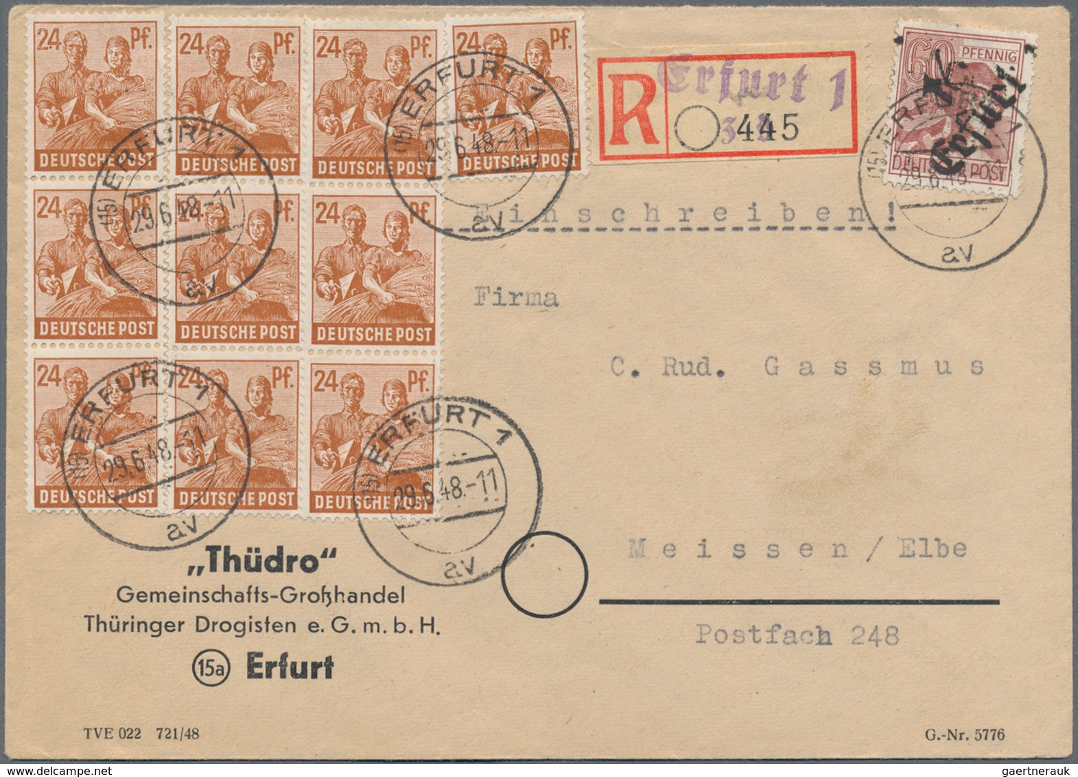 Sowjetische Zone - Bezirkshandstempel - III - Bez. 16 (Erfurt): 1948, Partie Von 29 Bedarfsbriefen/- - Sonstige & Ohne Zuordnung
