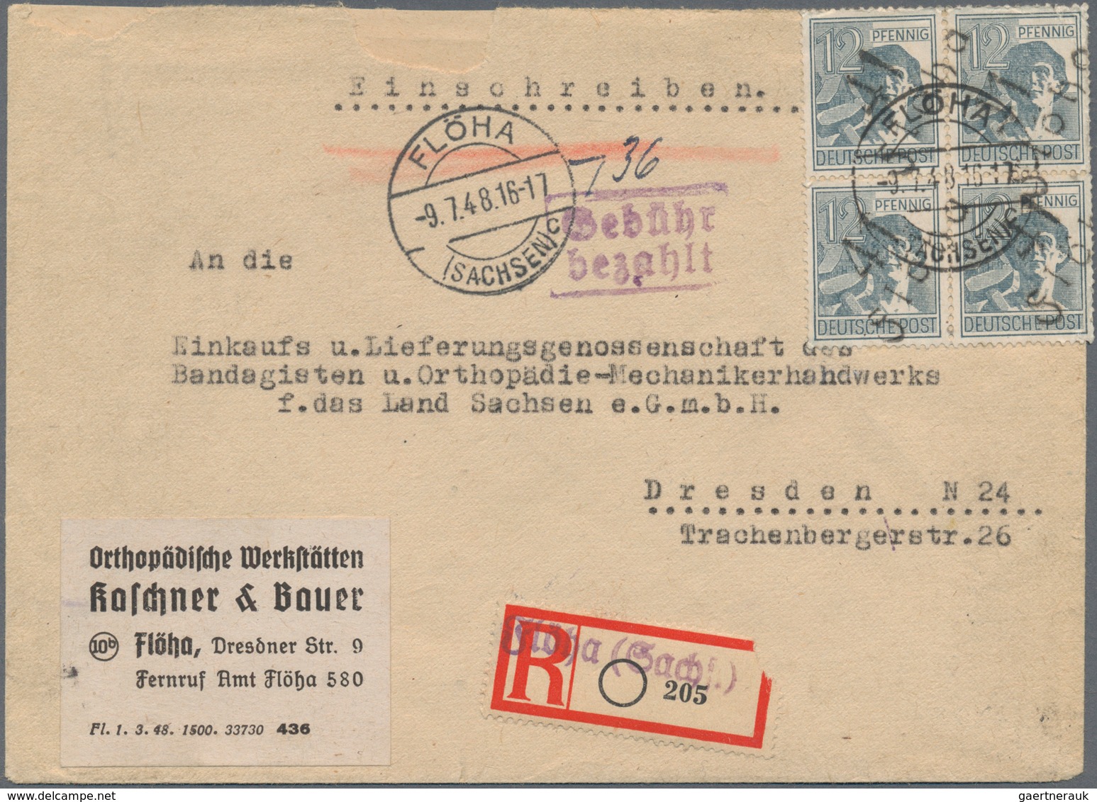 Sowjetische Zone - Bezirkshandstempel - V - Bez. 27 (Leipzig): 1948, Partie Von 26 Bedarfsbelegen De - Otros & Sin Clasificación