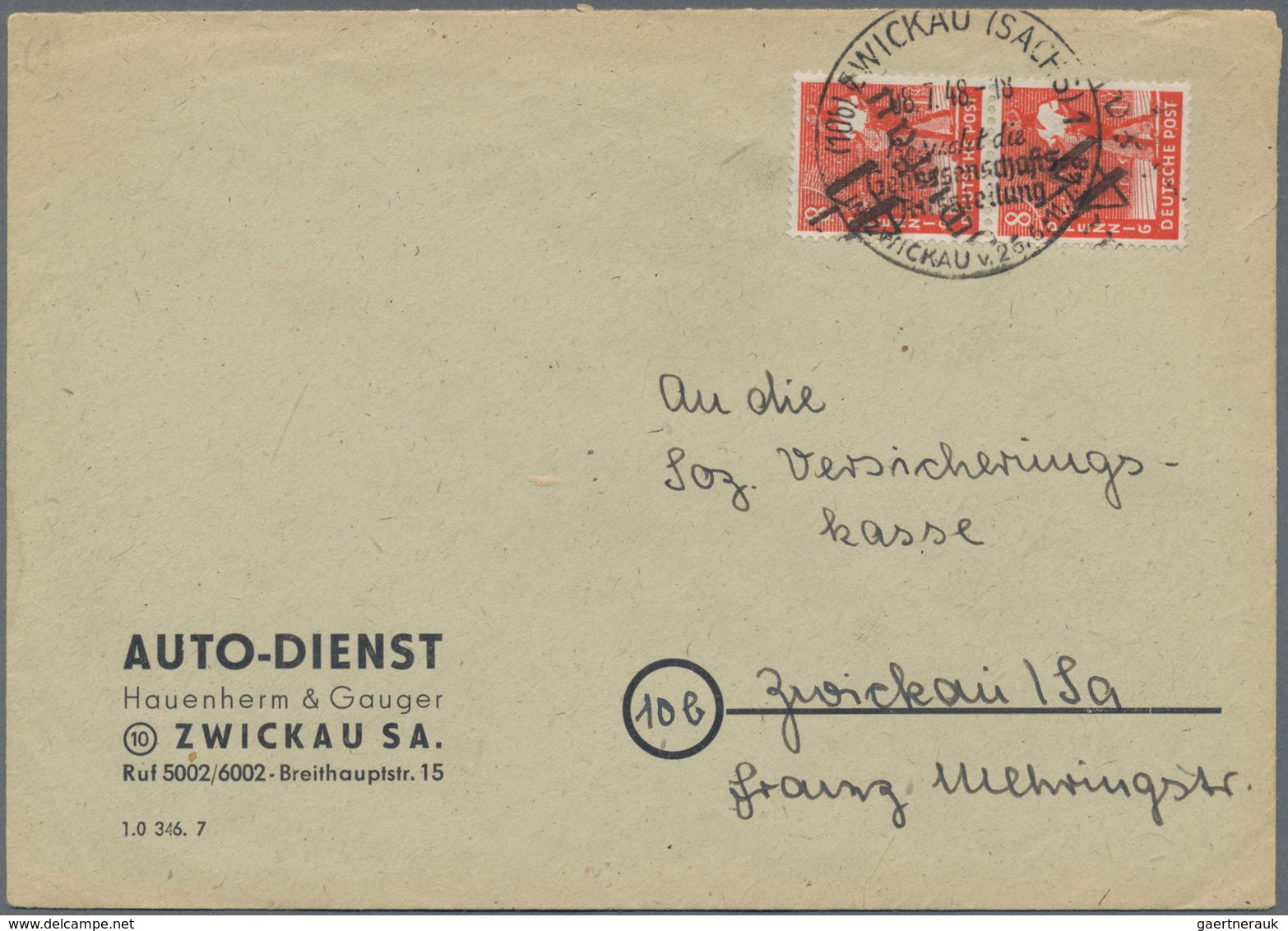 Sowjetische Zone - Bezirkshandstempel - X - Bez. 41 (Chemnitz): 1948, Partie Von 24 Bedarfsbriefen/- - Other & Unclassified