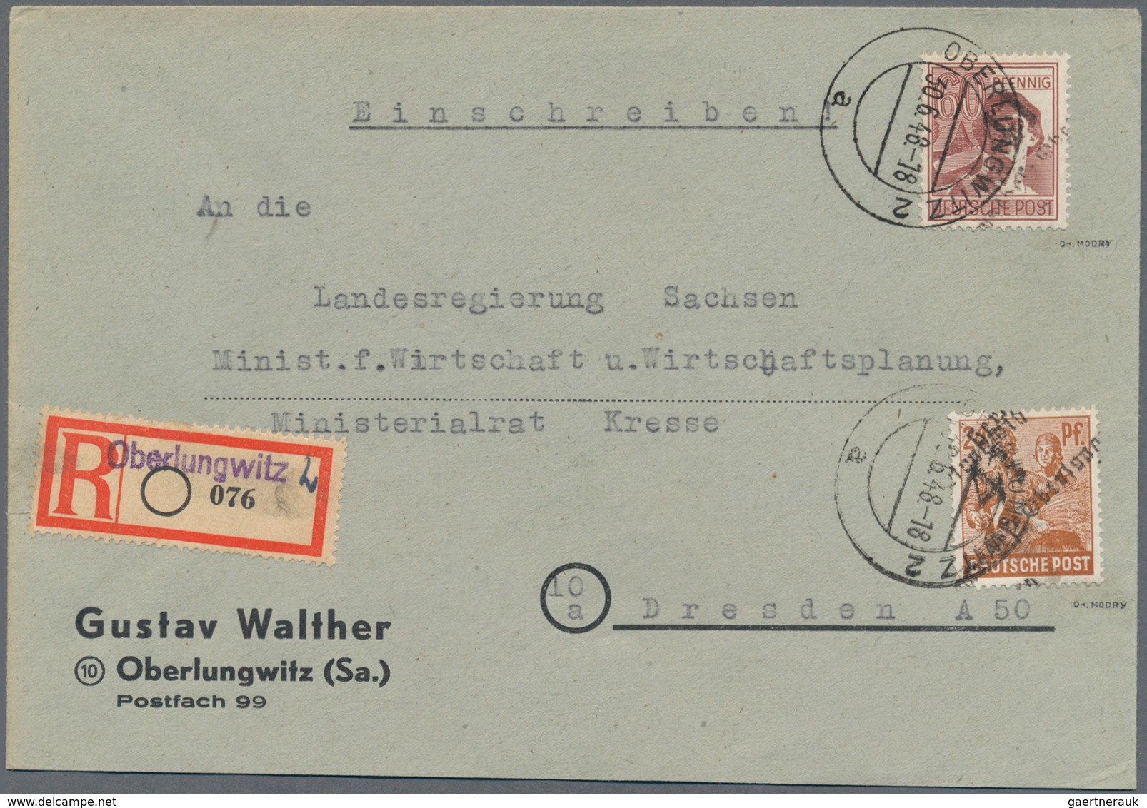 Sowjetische Zone - Bezirkshandstempel - X - Bez. 41 (Chemnitz): 1948, Partie Von 24 Bedarfsbriefen/- - Autres & Non Classés