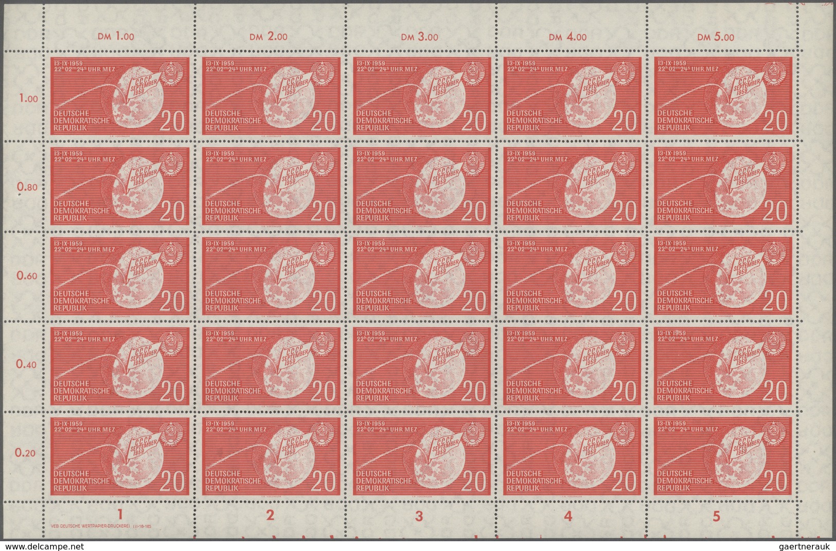 DDR: 1955/1990, Partie Von Sechs Originalbögen, Dabei Fünfjahrplan-Markenheftchenbogen 1 Und 2 Je Mi - Colecciones