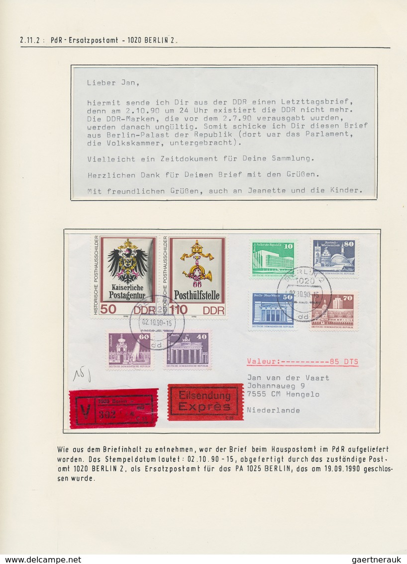 DDR: 1976 - 1990, Ausstellungs-Sammlung POSTAMT 102 Berlin 25 Im PALAST DER REPUBLIK Auf 69 Blatt. A - Sammlungen