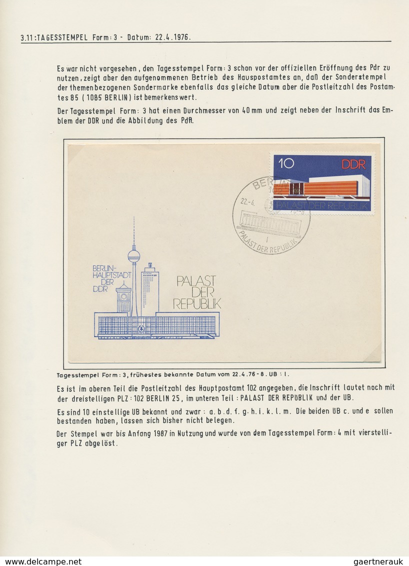 DDR: 1976 - 1990, Ausstellungs-Sammlung POSTAMT 102 Berlin 25 Im PALAST DER REPUBLIK Auf 69 Blatt. A - Sammlungen