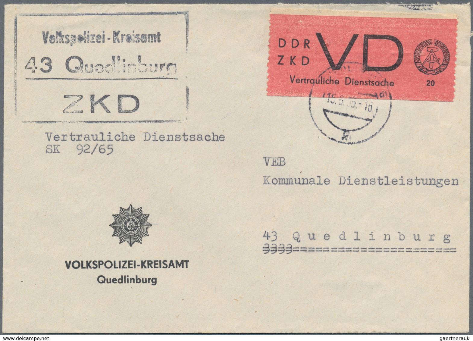 DDR - Dienstmarken: 1954/1990, Dienst Und ZKD, Vielseitiger Bestand Von Ca. 430 Briefen, Dabei Porto - Sonstige & Ohne Zuordnung